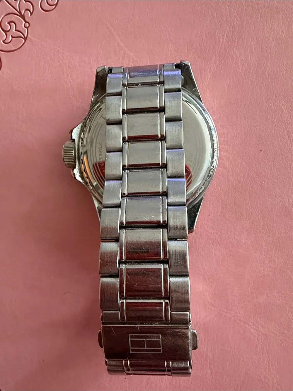 Tommy Hilfiger Silver Watch with Black Bezel and White Dial